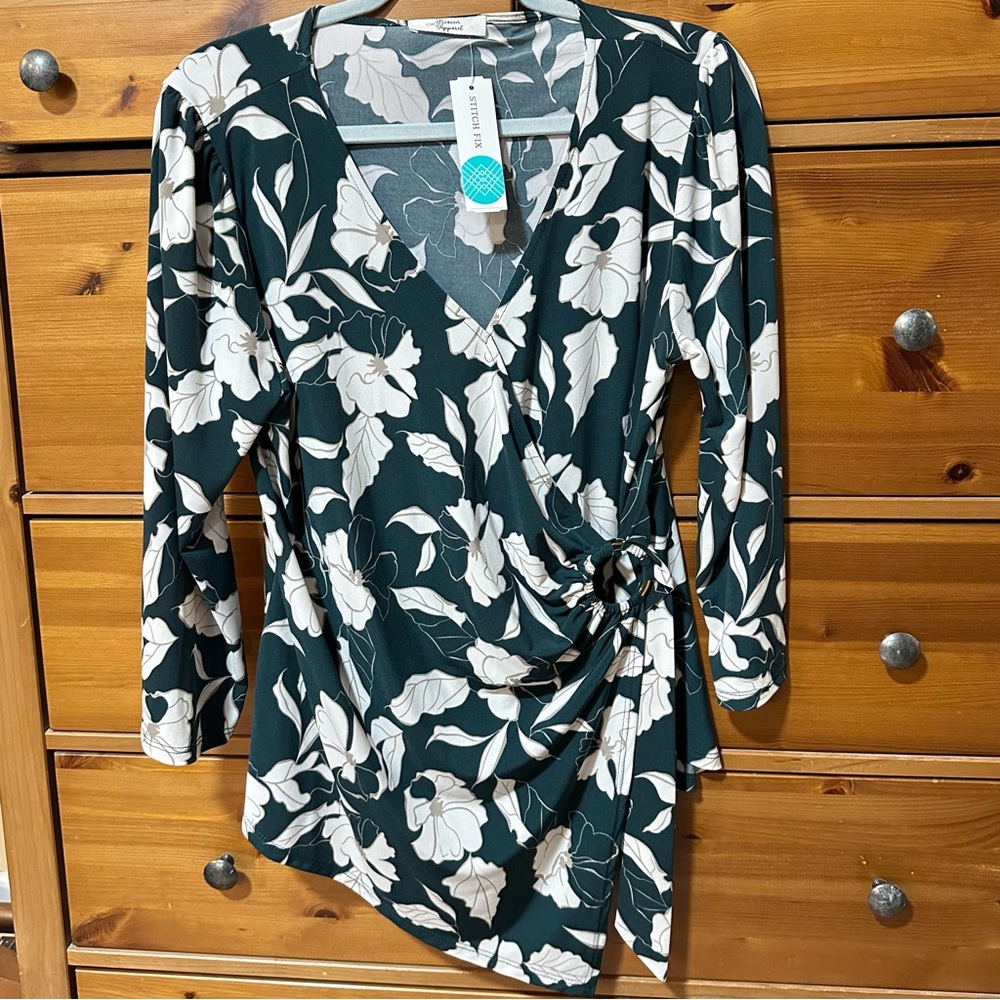Beacon Green and White Floral Blouse